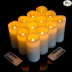 antizer Flameless Candles Battery Operated Real Wax LED Candles Set of 12 Battery Operated Candle with Remote Control for Party Wedding Holiday Decoration (D 2.2" X H 5")