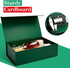 LIFELUM 5 Pack Christmas Gift Boxes Large Green Boxes of Gifts 13.85 x 8.35 x 4.45 inch Gift Boxes Storage Gift Boxes with Strong Magnetic Lid for Presents Contains Card, Ribbon, Filler,Sticker