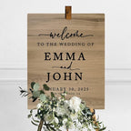 Andaz Press Large Wooden Welcome Sign for Wedding Rustic Welcome Sign 16" x 20" Custom Names Date & Location Fall Wedding Signage English Oak MDF Wood Finish Wedding Reception Indoor Outdoor Signs