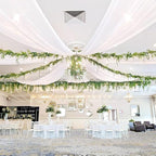 6 Panels White Ceiling Drapes 5ftx20ft Extra Long Wedding Ceiling Drapes Chiffon Fabric Arch Draping Sheer Curtains Soft Drapery Draping Wedding Ceiling Decorations for Party Ceremony Stage Swag