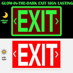 20 Pcs Glow in the Dark Exit Signs for Business 12 x 7 Inch Photoluminescent Signs Stickers for Indoor Outdoor for Business, Office, Warehouse (with Arrows)