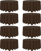 8 Pack Brown Round Tablecloth 90 Inch Stain and Wrinkle Resistant Round Brown Table Cloth Reusable and Washable Polyester Fabric for Buffet Wedding Party and Banquet