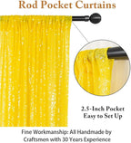 ShinyBeauty Sparkle Backdrop Curtain Yellow 2 Panels Set Sequin Photo Backdrop 2FTx8FT Sequin Backdrop Curtain Pack of 2-1220S