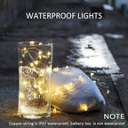 MUMUXI 20 Pack 3.3ft Fairy Lights Battery Operated String Lights, Mini LEDs Powered, Waterproof Indoor Silver Wire Firefly Mason Jars, Warm White for Home Decor, Parties, and Weddings