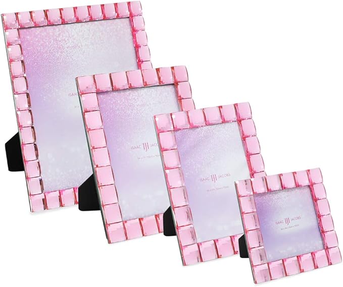 Isaac Jacobs Decorative Sparkling Jewel Picture Frame, Photo Display & Home Décor (8x10, Light Pink)