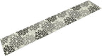 Gray Dahlia Flower Table Runner, Vintage Modern Linen Geometric Pattern Floral Table Runner Spring for Farmhouse Kitchen Dining Party Holiday Party, 13x120 Inch