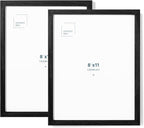 Opposite Wall - Set of 2-8.5 x 11 in - Black Solid Oak Wood Picture Frames - Lightweight, Versatile & Shatterproof - Wall Hanging & Tabletop Photo Frame - Office, Gallery & Home Decor