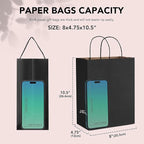 METRONIC Kraft Paper Gift Bags with Handles 8x4.75x10.5 Inch 12000 Pack | Christmas, Birthday Party Favors, Retail Shopping, Small Business Bulk | Black Gift Wrap Bag