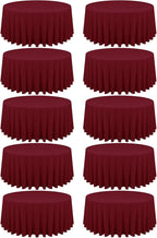 10 Pack Burgundy Round Tablecloths - 90 Inch, Polyester Table Cover, Stain and Wrinkle Resistant Washable Fabrics, Perfect for Wedding Banquet Parties