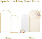 White and Beige Arch Backdrop Cover for Wedding, 7.2FT 6FT Set of 2 Stretchy Spandex Fitted Arch Stand Cover for Baby Shower, Birthday Party Decor, Chiara Backdrop Cover with Double-Sided Design