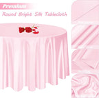 fani 12 Pack 108 Inch Light Pink Satin Tablecloth - Silky Round Tablecloth Overlay Smooth Fabric Table Cover, Bright Table Decoration for Wedding Party Banquet Events Restaurant Kitchen Dining