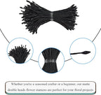 HAHIYO 1000Pcs 1mm Black Pearl Double Head Flower Pistil for Flower Making Scrapbook Decoration Mini Handmade Artificial Pistil Pearlized Floral Stamen Pollen