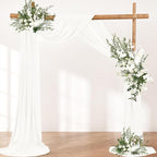 Ivory Wedding Arch Draping Fabric 2 Panels 30'' x 18FT Sheer Chiffon Arch Drapery for Photo Booth Bridal Shower Baby Shower Church Decor Newborn Photography Christening Outdoor Party