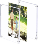 3 Pack 8x10 Acrylic Photo Frame, Clear Double Sided Magnetic Picture Frame 10mm Desktop Display with Stand- Free Soft Microfiber