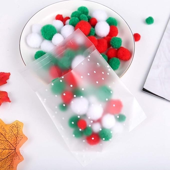 Searik Self Sealing Cookie Bags with Seal 4x6 Inches, 4 Mils Individual Self Adhesive Cellophane Plastic Candy Bags for Wedding Party Gift Giving Bakery Chocolate with Thank You Stickers 100 Pcs