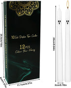 12 Pack Halloween Taper Candles - 10 Inch White Ghost Face Smokeless Candles, Long-Lasting 7+ Hour Burn, Premium Wax for Spooky Decor & Parties