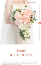 Ling's Moment Blush Bridal Bouquet Cascading, Pink Wedding Bouquets for Bride, 13 Inch Bride Bouquets for Wedding Artificial Flowers Bouquets