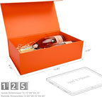 LIFELUM Gift Boxes 13.85 x 8.35 x 4.45 inch 5 Pack Gift Boxes with Lids Contains Card, Ribbon, Shredded Paper Filler (Orange)