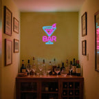 Cocktail Neon Sign - Martini Glass LED Bar Light, Retro Home Pub Wall Art, Dimmable Bar Decor, Gifts for Bartenders & Cocktail Lovers