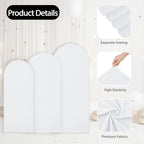 WEERRW White Arch Backdrop Cover Ballon Arch Stand Covers Set of 3 Spandex Fitted Round Top Chiara Stretchy Backdrop for Wedding Birthday Party Decoration(6FT, 6.6FT, 7.2FT)