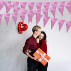 20M/65FT Pink Triangle Pennant Banner Flag Metallic Fabric Bunting Garland for Christmas Graduation Wedding Engagement Anniversary Bachelorette Birthday Bridal Shower Valentines Hen Party Supplies