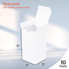 UnicoPak 10 Pack 3x3x6 Gift Boxes Bulk White Small Gift Boxes, Ideal for Birthday Gifts Christmas Gifts Party Favors Homemade and Business