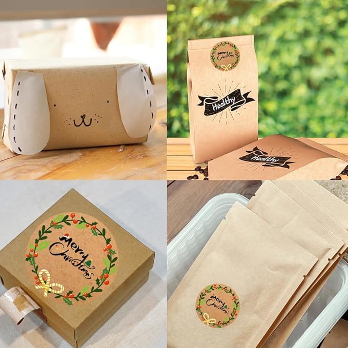 100-1000pcs Custom Stickers Merry Christmas Stickers Personalized Labels Adhesive Xmas Decorative Envelope Seals Stickers for Cards Gift Boxes(Round-5)