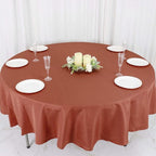 Efavormart Round Tablecloth, 90 Inch Stain & Wrinkle Resistant Washable Table Cloth, Decorative Polyester Fabric Table Cover for Banquet, Wedding, Dining- Terracotta