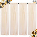 Shinybeauty Sequin Backdrop Curtains 4 Panels Ivory 2FTx8FT Sequin Fabric Photo Backdrop Curtains Ivory Glitter Curtains for Party Baby Shower Backdrop Studio Backgrounds