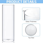 12 Pcs Thin Glass Cylinder Vases 2.5''/3.3'' Diameter 2mm Wall Thickness Clear Flowers Vase Hurricane Floating Candles Holders for Table Centerpieces Wedding Decor (2.5'' X 5'',6'',8'')