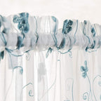 Floral Embroidery Sheer Curtains Blue 63 Inches, Rod Pocket Voile Drapes for Living room, Bedroom, Window Treatments Semi Crinkle Curtain Panels for Yard, Patio, Villa, Parlor, Set of 2, 52"x 63".