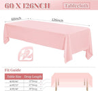 12 Pack Polyester Tablecloth 60 x 126 Inch Pink Tablecloth for 8 Ft Rectangle Tables,Stain and Wrinkle Resistant Washable Fabric Table Covers Polyester Table Clothes for Wedding Parties Banque