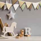 Oudain 15.5 ft Pennant Banner Flags, 2 Pcs Nursery Garland Triangle Bunting Flag Baby Banner for Nursery Decor Baby Birthday Boho Wedding Shower Party Event, Each 7.75 ft (Boho Color)