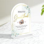 Acrylic Wedding Sign for Ceremony & Reception - 5x7 Inch White Guest Book, Photo Guest Book, Cards & Gifts - Wedding Decor Bundle