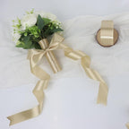 Champagne Solid Satin Ribbon 1-1/2 Inch 50 Yards Solid Polyester Fabric Ribbon for Gift Wrapping Wedding Christmas Baby Shower Birthday Party Decoration Handmade Immortal Flower Craft