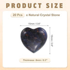 PATIKIL 20 Pcs Natural Heart Shaped Crystal Stone, 0.6 Inch Mini Polished Love Gemstone Crystal, Pocket Rock Engraved Worry Stones for Women Gifts Meditation, Indigo Blue