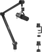 MOUNT-IT! Adjustable Microphone Boom Arm [3/8’’ to 5/8’’ Screw Adapter] Suspension Scissor Mic Stand, Desk Mount For Blue Snowball, Yeti, & Other Studio and Gaming Microphones (With Cable Management)