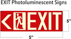 Photoluminescent Exit Signs, 14x5 inches, Red with Glow in Dark Feature, Self-Adhesive Aluminum, Left and Right Arrow Set