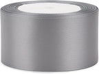 Gray Solid Satin Ribbon 2 Inch 25 Yards Solid Polyester Fabric Ribbon for Gift Wrapping Wedding Christmas Baby Shower Birthday Party Decoration Handmade Immortal Flower Craft