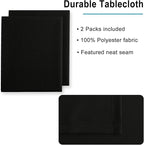 Hiasan 2 Pieces Black Tablecloth Rectangle - Waterproof and Wrinklr Resistant Washable Polyester Fabric Table Cloth for Dining Room and Outdoor Use, 70 x 140 Inch