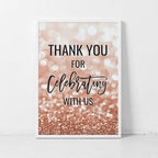 Andaz Press Extra Large Wedding Easel Board Party Sign, 12x18-inch, Glitzy Faux Rose Gold Glitter, Thank You for Celebrating With Us, 1-Pack