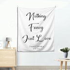 Nothing Fancy Just Love Backdrop, Custom Tapestry with Names and Date, Rustic Wedding Sign, Personalized Calligraphy Wedding Banner for Ceremony, Reception Backdrop, Wedding Arch, Wedding Decorations
