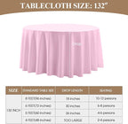 Round Tablecloth 132 Inch 2 Pack Pink Tablecloths Washable Decorative Linen Polyester Table Clothes Cover for Dining Table Banquets Buffet Parties and Wedding
