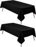 Hiasan 2 Pieces Black Tablecloth Rectangle - Waterproof and Wrinklr Resistant Washable Polyester Fabric Table Cloth for Dining Room and Outdoor Use, 60 x 84 Inch