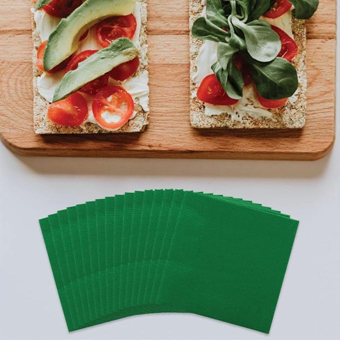 JAM PAPER Small Beverage Napkins - 5 x 5 - Green - 40/Pack