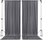 AK TRADING CO. 10 feet x 8 feet IFR Polyester Backdrop Drapes Curtains Panels with Rod Pockets - Wedding Ceremony Party Home Window Decorations - Charcoal