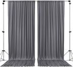 AK TRADING CO. 10 feet x 10 feet Charcoal IFR Polyester Backdrop Drapes Curtains Panels with Rod Pockets - Wedding Ceremony Party Home Window Decorations