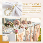 50Pcs Pearl Napkin Rings, Pink Beaded White Silver Round Buckles, Set of 6, Wedding and Formal Dinner Table Decor (50, Gold)