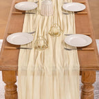 MLMW 6 Pack Beige Table Runner Cheesecloth Boho Gauze Rustic Cheese Cloth Table Runner 160 inch Sheer 13.3ft for Thanksgiving Wedding Party Baby Bridal Shower Birthday