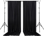 Black Backdrop Curtain for Party, Background Drapes Panels with Rod Pocket, Wrinkle Free Black Photo Curtains Backdrop Drapes Fabric Decoration for Wedding, Birthday Party Decor 5ft x 10ft, 2 Panels